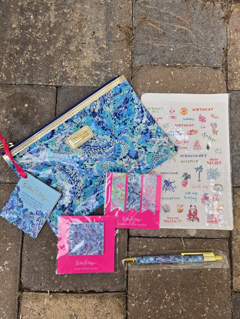 NWT Lilly Pulitzer Wave After Wave Agenda Stationary Bonus Pack